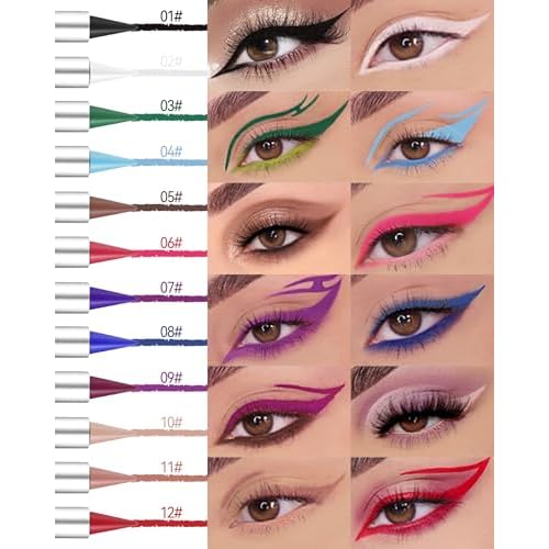 Green Gel Eyeliner Cream Pencil, Waterproof Smudge-proof Longwear, Glides on Smoothly Matte Waterline Eyeliner, Intense Color Eye Liner Pen, Multi-use Face Paint Stick St Patrick's Makeup for Women-03