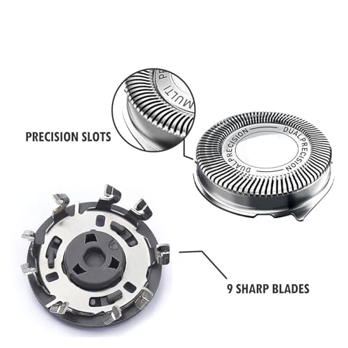 HQ8 Replacement Heads Compatible with Philips Electric Shavers, HQ8 Replacement Razor Blades Compatible with Norelco Aquatec HQ8 Series Shaving Head Upgraded for PT730 AT880 AT811, 6-Pack