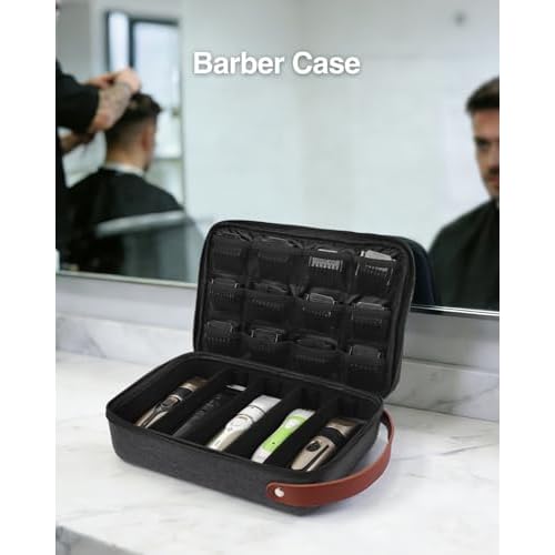 Luxtude Large Barber Case, Barber Bags for Clippers and Supplies, Hair Clipper Case for Travel, Clipper and Trimmer Cases for Wahl 5Star/Hatteker/Oneisal/Andis Grooming (Case Only, Black)