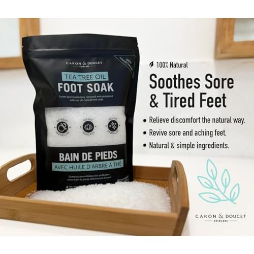 CARON & DOUCET Tea Tree Oil Foot Soak with Epsom Salt and Dead Sea Salt - Natural - Soothes Sore & Tired Feet, Helps Reduce Foot Odor Scent, Softens Calluses - 2lb