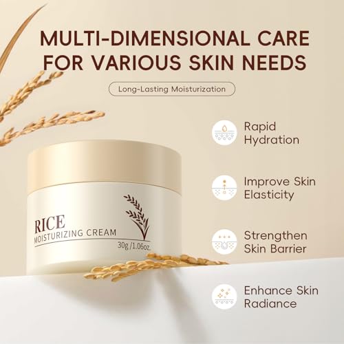 Rice Moisturizing Cream,Korean Face Cream with Rice Ceramide Extract | Lifts & Firms Skin,Nourishes Soothing Deeply,Repairs the Skins Barrier,Anti Aging Face Cream for All Skin Types?1.06OZ