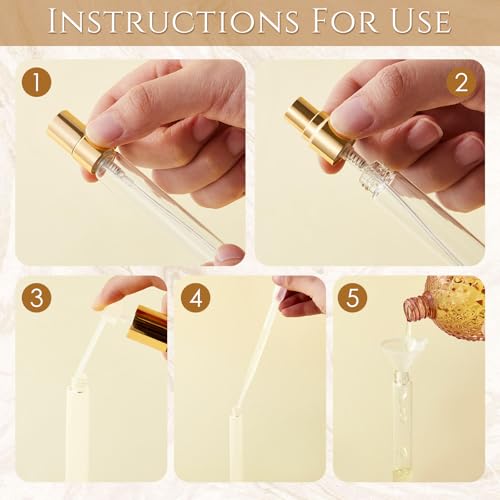 Domensi 60 Pcs 10ml Mini Perfume Bottle Fine Mist Atomizer Glass Refillable Bottles Decants Bulk for Perfumes Travel Glass Container with Atomizer Pump Kit for Toiletries Fragrance Liquid (Clear)