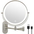 DECLUTTR 9" Wall Mounted Lighted Makeup Mirror, Rechargeable 1X/20X Magnifying Mirror with Light Double Sided, Touch Dimmable 3 Color Light, 360 Rotation Vanity Mirror