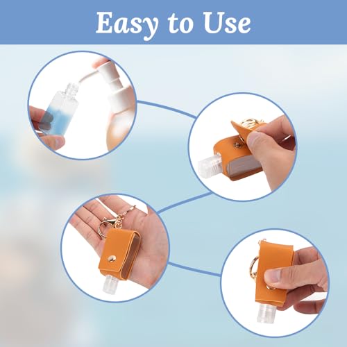 8 PCS Hand Sanitizer Holder,Leather Empty Travel Size Bottle, Mini Hand Sanitizer Keychain Travel Size