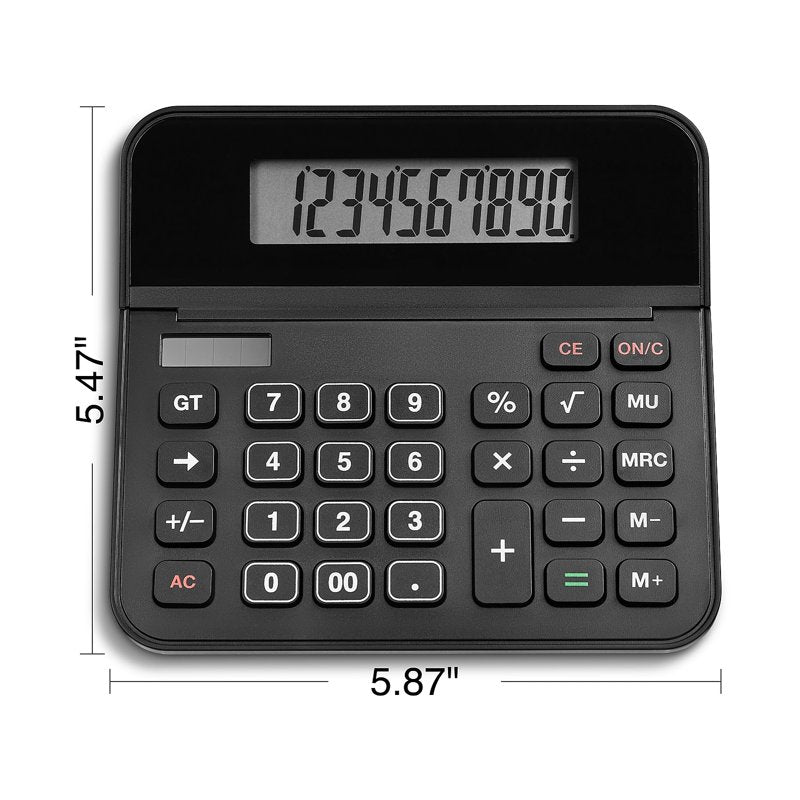 Basic 10-Digit Solar Battery Desktop Calculator - Black