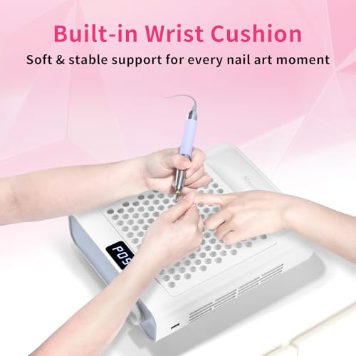 Missshine Nail Dust Collector with Arm Support ? Quiet Suction, 5-Speed Adjustable Vacuum with Flexible Stand for Professional Nail Art