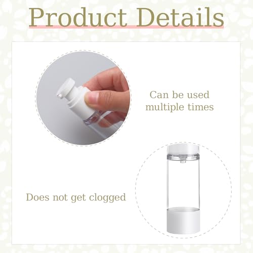 65 Pcs 1.7oz/50ml Clear Airless Pump Bottles for Shampoo Liquid Toiletry Refillable Travel Size Bottles Dispenser, Cosmetic Empty Lotion Pump Containers