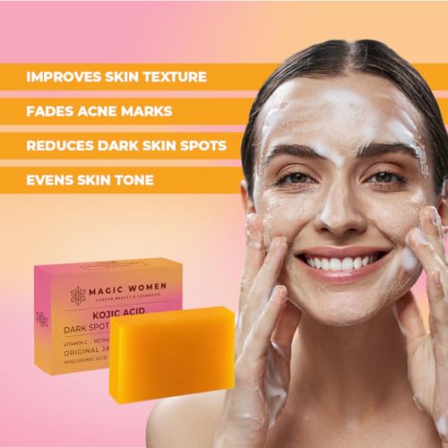 Kojic Acid Soap Dark Spot Remover ? 2 Bar (3.5 oz Each) with Vitamin C, Retinol, Turmeric, Natural Skin Brightening