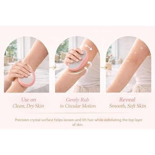 Crystal Hair Eraser Reusable Nano-Glass Hair Remover & Exfoliator for Men & Women | Painless Physical Epilator Stone for Smooth, Silky Skin (Black)