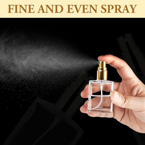 18Pcs Gold Glass Spray Bottles, 15ml Perfume Spray Bottles, Empty Fine Mist Atomizer, Portable Cologne Sprayer Bottles with 9Droppers9 Funnels, Refillable Perfume Container for Travel, Gold