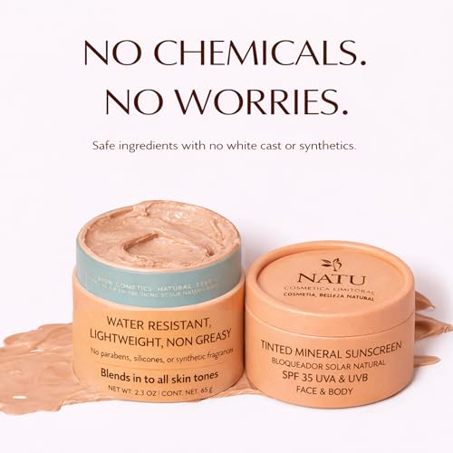 NAT? BOTANICALS Tinted Mineral Face and Body Sunscreen SPF 35 - Mineral Zinc Oxide Sunblock Lotion - Broad-Spectrum UVA & UVB Protection - Lightweight & Gentle for Sensitive Skin - Reef Safe