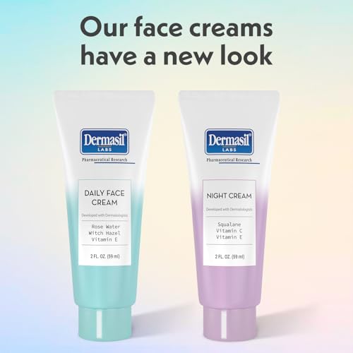 Dermasil Face Moisturizer Variety 2-Pack ? Daily Face Cream with Witch Hazel and Rose Water + Night Cream with Vitamin C and Squalane, 2 Oz Ea