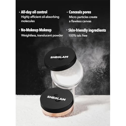 SHEGLAM Baked Glow Setting Powder Oil Control Loose Face Powder Translucent Pore-Less Flawless Smooths Fine Lines Glowy Powder - Light Pink