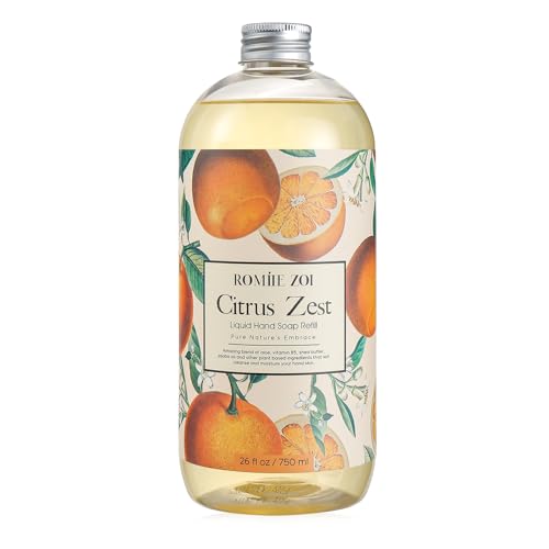 ROMIIE ZOI Liquid Hand Soap Refill, Citrus Zest, Gentle & Moisturizing Formula, 750 ML/ 26 FL OZ