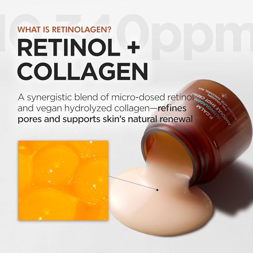 P.CALM Retinolagen Ampoule Shot Cream - Retinol & Vegan Hydrolyzed Collagen & Bakuchiol for Pore Tightening, Mositurizing, Korean Glass Skin (60ml / 2.02 fl.oz)