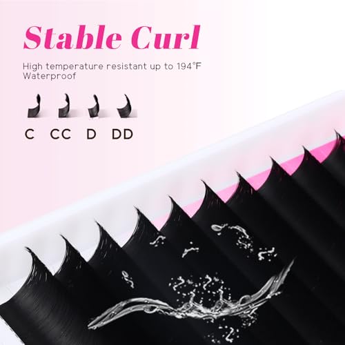 TDANCE Cashmere Easy Fan Lash Extensions Self Fanning Volume Lash Extension D Curl 0.07mm 14-19mm Matte Black Mega Volume Eyelash Extensions(0.07-D,14-19mm)