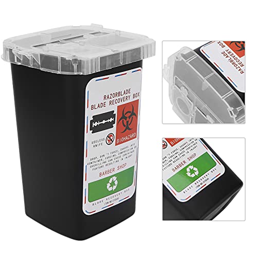 FILFEEL Blade Disposal Box, Disposal Blade Container Barbershop Hair Salon Shaving Knife Blade Disposal Collect Box (Black)