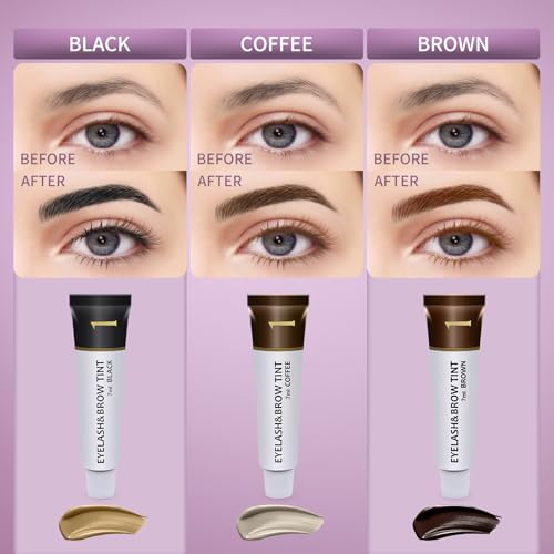 Eyelash & Eyebrow Color Kit, Black Lash & Brow Color Kit, Instant Eyebrow Coloring Set with Natural Bushy Results, Easy Use & Salon at Home, 7ml, Coffee