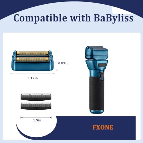 Professional Black Shaver Replacement Foil and Cutters Compatible with BaBylissPro FXONE Shaver (blue)