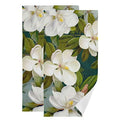 susiyo Hand Towel for Bathroom Set of 2 Face Towel for Hotel Gym Guest Spa Yoga Home Decorative, 28x14inch (White Magnolia Flowers)