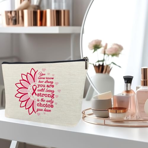 Breast Cancer Survivor Gifts for Women Makeup Bag, Breast Cancer Awareness Accessories, Cancer Care Gifts for Woman Decorations, Cancer Patients Must Have Cosmetic Travel Pouch