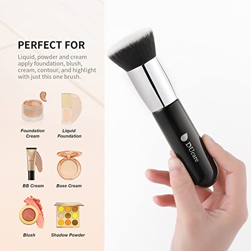 Foundation Brush 3pcs DUcare Flat Top Kabuki Brush Synthetic Professional Makeup Brushes Liquid Blending Mineral Powder Buffing Stippling