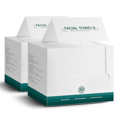 Face Towels,Facial Towels,100Ct Disposable Face Towel,10"x12"Face Cloths,Makeup Remover Face Towelettes Disposable,Disposable Face Cloths for Sensitive Skin,Biodegradable Dry Wipes