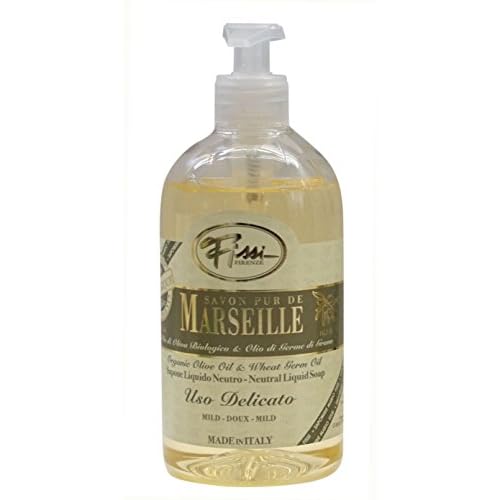 "Savon Pur de Marseille" Neutral Liquid Soap, Mild Use 16.5 Fluid Ounce (500mL) Bottle with Measuring Cap [ Italian Import ]