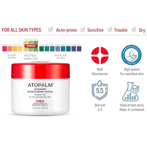 ATOPALM Intensive Moisturizing Cream for Dry & Sensitive Skin, Face Moisturizer, Replenishes Hydration, Paraben-Free, 3.4 Fl Oz, 100ml