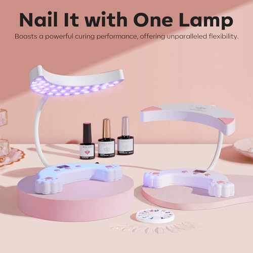 modelones Pink UV Gloves and GooseNeck UV LED Nail Lamp