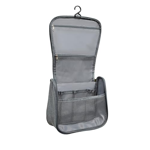 Travel Toiletry Bag, Cosmetic Makeup Organizer for Women and Men Travel Cosmetic Bag Bathroom Storage Bag, Mens Bathroom Bag Accessories (Grey), TBGREY01