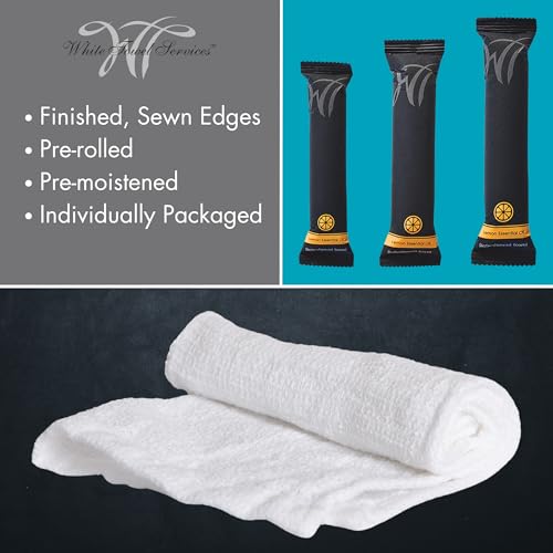 White Towel Services 8" x 8in Moist Cotton Towel Individually Wrapped - Lavender (Case of 50) - Single-Use Oshibori Style Cotton Hospitality Towels