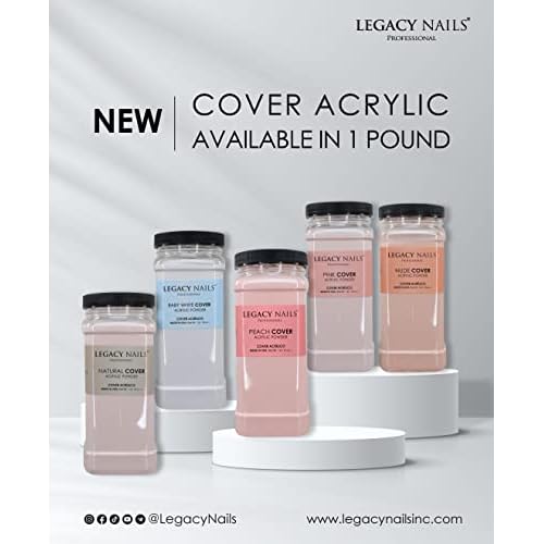 Legacy Nails Professional Cover Acrylic Powder - 1Lb Pink, Ideal for French Nails and Nail Extensions