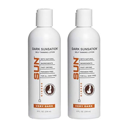 Sun Laboratories By Giesee Dark Sunsation Self Tanning Lotion 8 oz 2 Pack with Tanning Mitt - Organic Self Tanner, Sunless Tanner, Sun Labs Very Dark Tanning Lotion, Self Tanner with Mitt