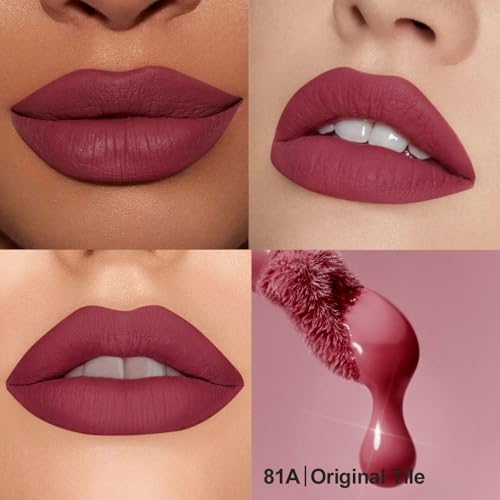 Matte Velvet Lip Stain, Long-Lasting Lip Tint, Waterproof Non-Sticky Lip Color, Transfer-Proof Smudge-Proof Lip Stain, Cloud-Like Soft Blurring Texture with Misty Velvet Finish, Rosewood Nude-81A