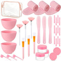 LemonRoad 34 Pcs Esthetician Facial Supplies Include Facial Bowls Brushes Jars Measuring Spoons Hairbands Esthetician Essentials Valentines Gift Set For Women(Pink)