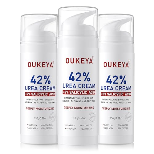 OUKEYA Urea Cream 42% Plus 2% Salicylic Acid ? Intensive Foot & Hand Care for Very Dry, Cracked Skin, 5.29 oz (3 Pack)