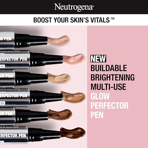 Neutrogena Healthy Skin Glow Perfector Concealer Pen, Lightweight Liquid Makeup for Face with Pro-Vitamin B5 & Vitamin E for a Radiant Finish, Light, 0.1 oz