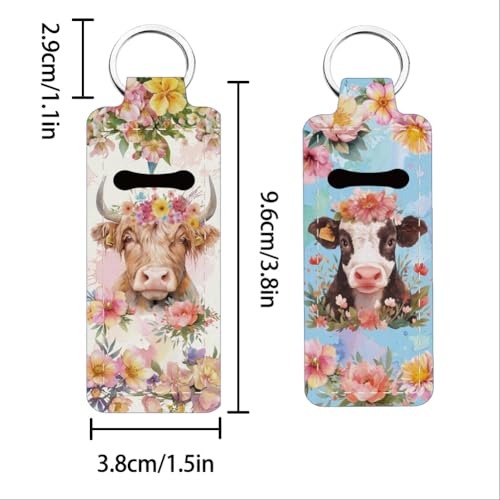 FREEBLOSS Chapstick Holder Keychain Lip Balm Holder Keychain with Pattern7