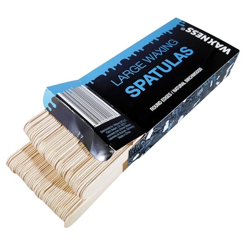Waxness Wax Necessities Extra Polished Birchwood Rounded Body Wax Spatulas Applicators 100 Pack
