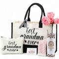 Paterr 7 Pcs Best Grandma Nana Gifts 20oz Stainless Steel Tumbler Tote Bag Sock Keychain Gift Card for Birthday Mother's Day
