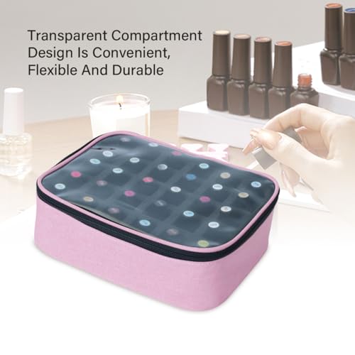 2 Pcs Small Clear Nail Polish Organizer Holds 60 bottles(15ml-0.5fl.oz) Nail Polish Case Multifunctional Nail Polish Bag organizer, Cosmetic Travel Makeup Cases for Women Pink