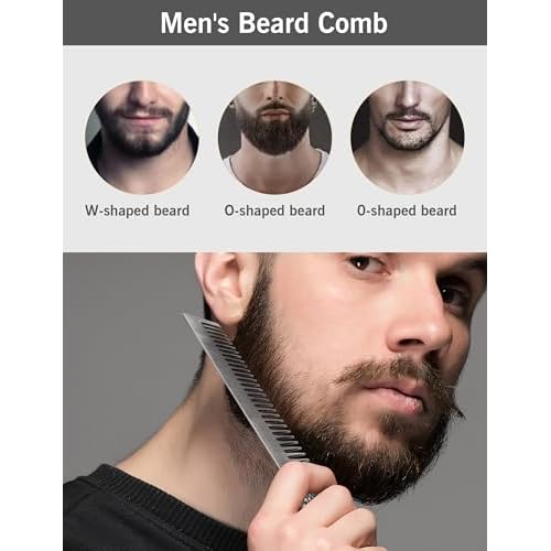 Beard Comb Beard Mustache Pocket Comb Hair Comb for Men Zinc Alloy Hair Brush Mustache and Beard Styling Tool for Home Salon (silver)