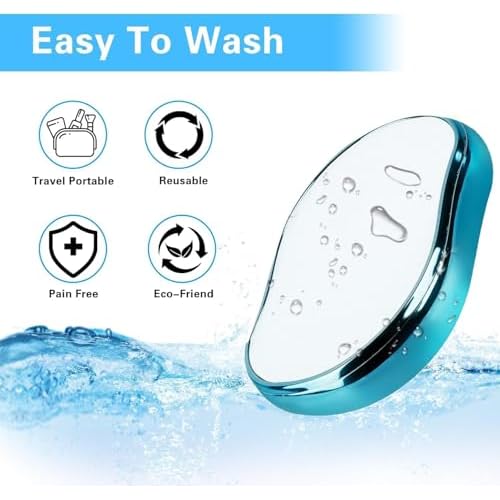 2PCS Crystal Hair Eraser for Women Reusable Hair Remover Stone, Painless Crystal Hair Remover for Women and Men, Magic Painless Exfoliation Hair Removal Tool-Blue