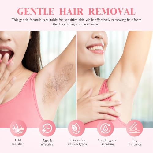 Hair Remover Cream for Face, 2026 New Facial Hair Removal, Hair Remo-val Cream for Sensitive Skin, Gentle Formula, Moisturizing Formula for All Skin(1 Set)
