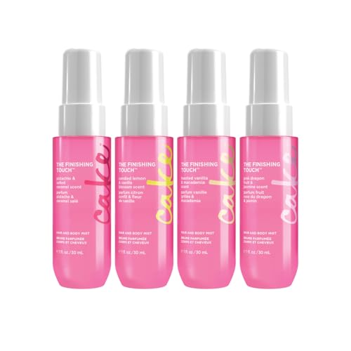 Cake Beauty Hair and Body Mist Travel Gift Set, The Finishing Touch- Fine Fragrance Mist ? Infused with Aloe and Argan Oil ?4 x 30mL/ 1 oz.