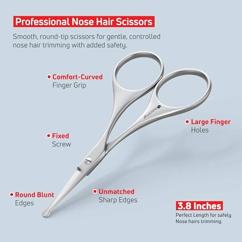 Suvorna Premium Beard & Mustache Set with Beard scissors for men - Facial Hair/Nose/Eyebrow Scissors - Slant Tweezers (4 Pcs Dark Blue)