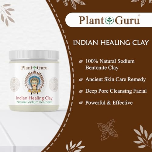 Plant Guru Sodium Bentonite Clay Powder 15 lbs. Bulk Wholesale 100% Natural Indian Healing Clay - Deep Pore Cleansing Facial And Body Mask - Detox Clay for Face, Hair, Acne, and Bath.