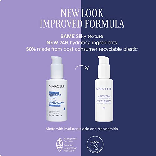 Marcelle Ultra-Light Moisture Lotion, Vegan, Cruelty-Free, Clean, Non-Comedogenic, Fragrance-Free, Paraben-Free, Mineral Oil-Free, Hypoallergenic, 100 mL