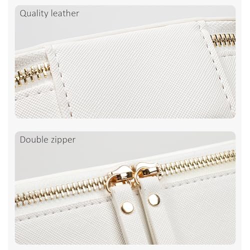 LETGO Clear Makeup Bags Set - TSA Approved Toiletry Bags with Zipper, Makeup Organizer for Carry-on Travel Essentials, Car Essentials Bags for Women & Men (Mini+Large White)